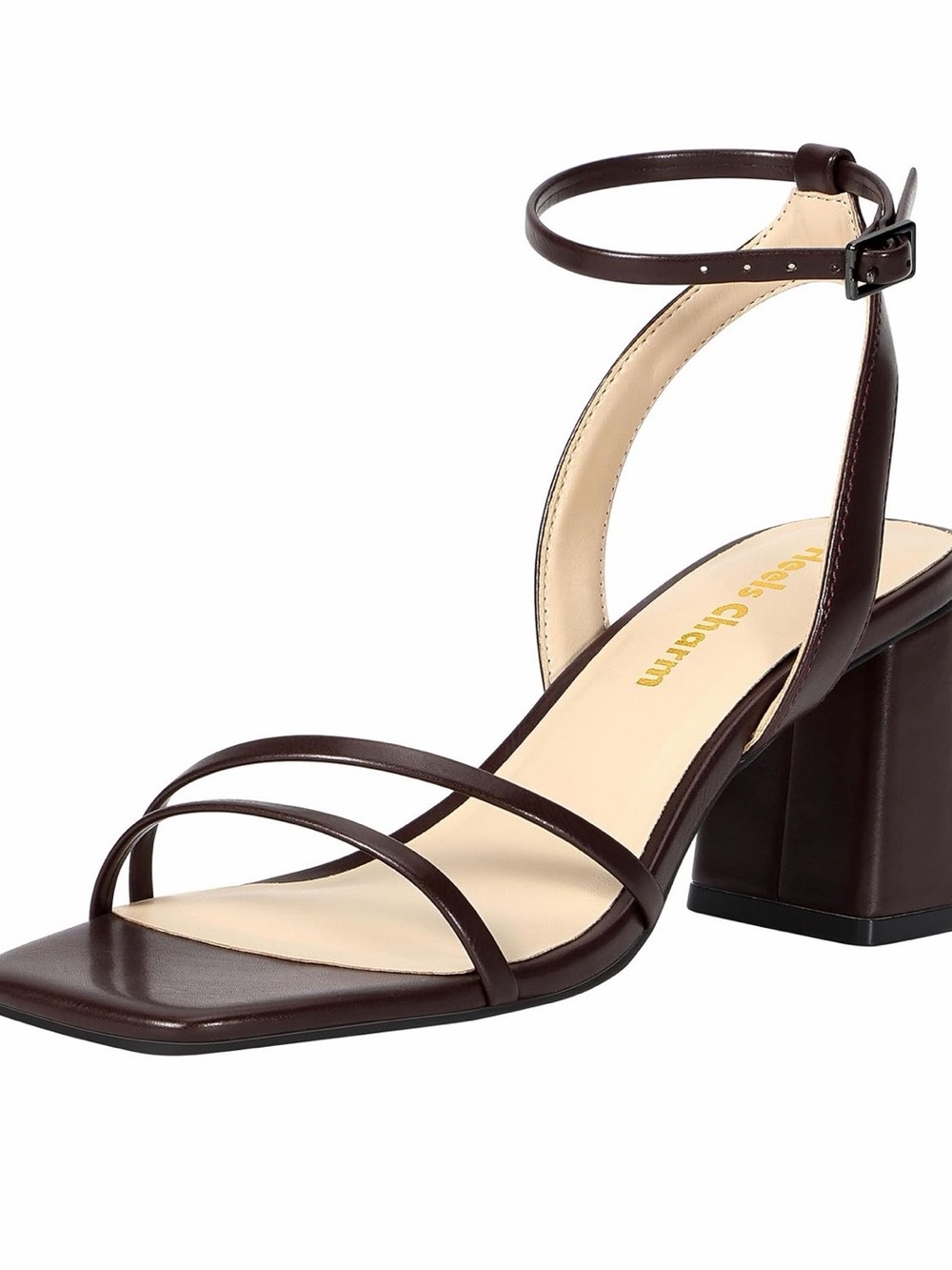 Women’s Dark Brown Strappy Block Heel Sandal with Ankle Strap